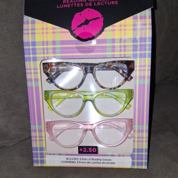 Betsey Johnson Designer Reading Glasses 3 Pack New in Sealed Box +2.50 - Picture 1 of 5